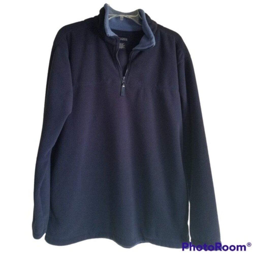 Faded Glory Dark Blue Pullover Zip Neck Fleece Sweatshirt Unisex Size M NWOT